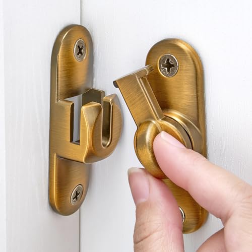 Brass 90/180 Degree Barn Door Latches,Flip Gate Lock - color: Brass