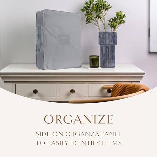 Hayden Hill Luxury Organic Cotton Sweater Storage Bag For Cashmere 18 Inch | Fits 6 Fine Knits, Breathable, Moth Proof, Garment Storage Bag For Cashmere, Zippered, Certified Carbon Neutral, Gray
