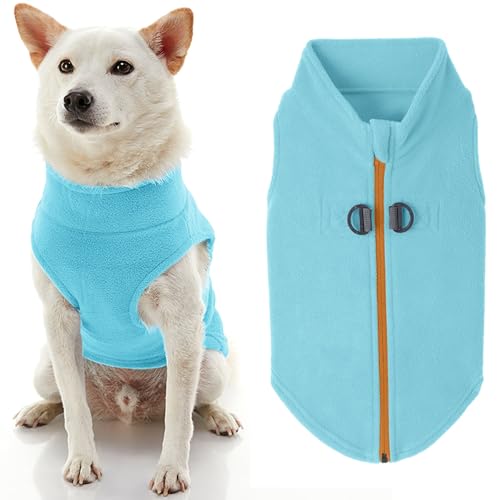 Gooby Zip-Up Fleece Dog Sweater, Turquoise, Small - color: Turquoise, size: Small chest (~13.5")