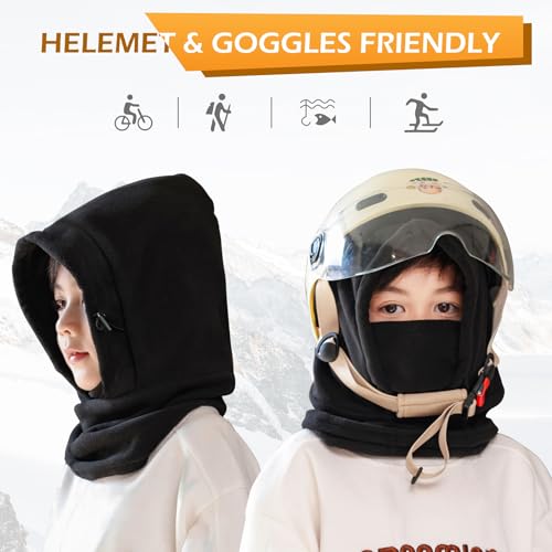 TRIWONDER Kids Winter Hats Balaclava Ski Mask for Boys Girls Toddlers Windproof Adjustable Cold Weather Face Mask Neck Warmer - color: Black