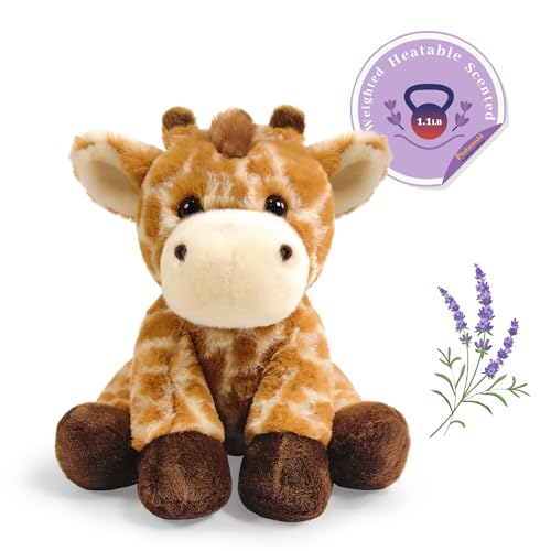 Giraffe Stuffed Animal 8.5In Microwavable Weighted Soft Lavender | 1.1Lbs Plush lightly scented. Gentle on skin. Calming warmth for bedtime & anxiety. Gift for boys, girls, babies & toddlers. - style: Giraffe-Lavender
