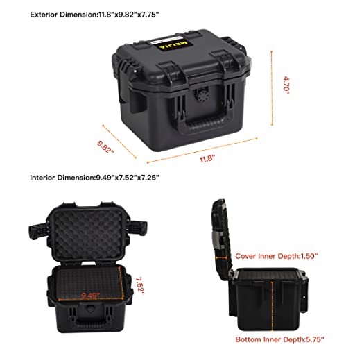 MEIJIA Premium Waterproof Hard Compact Camera Case,Hard Protective Case with customizable fit foam,Full Protection with Light&Convenient Design,Elegant Black (11.8"x9.82"x7.75") - size: 11.8"x9.82"x7.75"