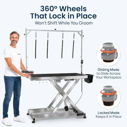 KANIS 49" Professional Electric Dog Grooming Table, 304 Steel, Heavy Duty - color: STAINLESS STEEL, size: 49"