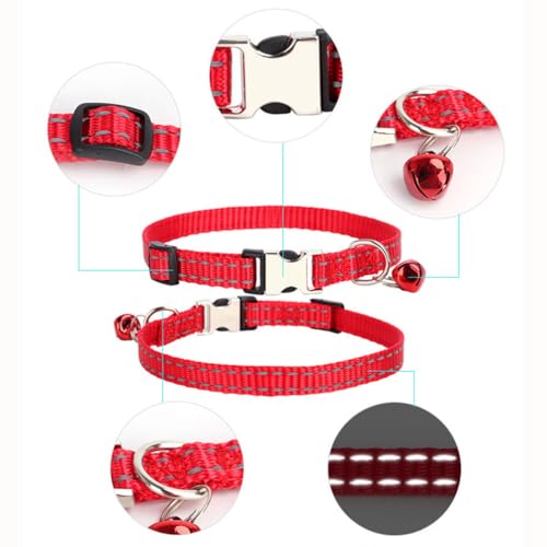 Pink XS Dog Collar with Bell PuppyCollars Bells Cat Small Bell Collar - color: Pink