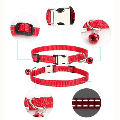Red XS Dog Collar with Bell Puppy Collars with Bells Cat Small Bell Collar - color: Red