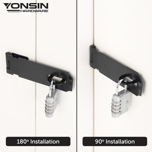 5" Door Padlock Safety Hasp Latch, Door Hasp Clasp Lock Gate Shed Hasp Latch Lock for Door Window Cabinet Pet Cage Toolbox Shed Fence, 304 Stainless Steel, Matte Black Finish, 1 Pack - size: 5 Inch