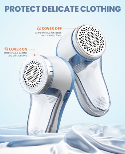 POPCHOSE Fabric Shaver, Lint Shaver with 6-Leaf Blade, Rechargeable - color: Light Blue