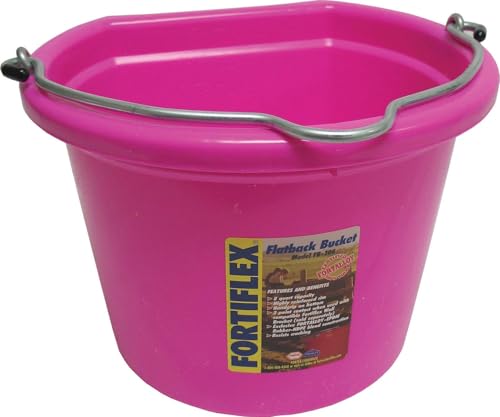 F.o.r.t.i.f.l.e.x. Flat Back Feed Bucket for Dogs/Cats and Small Animals, 8-Quart (Hot Pink) - color: Hot Pink