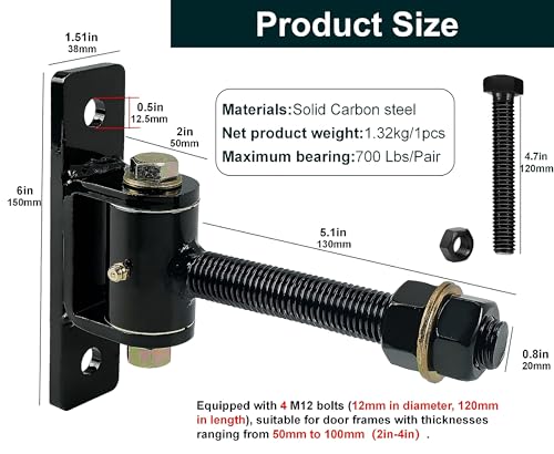 Heavy Duty T-Bolt Gate Hinge,700 lbs Capacity,Built-in Ball Bearing
