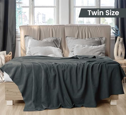 Utopia Bedding Smoke Gray 100% Cotton Blanket [Twin Size - 90x72 Inch] Lightweight, Soft and Breathable Thermal Blanket for All Seasons (Pack of 10) - color: Smoke Gray, size: Twin (Pack of 10)