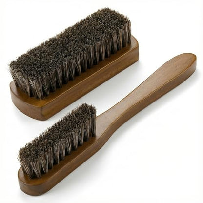 TAKAVU Leather & Upholstery Cleaning Brush Set with Compact Wood Handle - color: Brown
