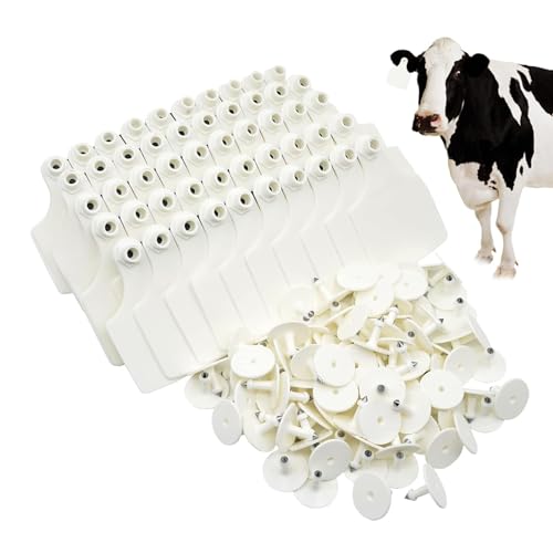 4.1" L×3.5" W Cattle Ear Tags Big Blank 100PCS Livestock Identification TPU - color: 2-white
