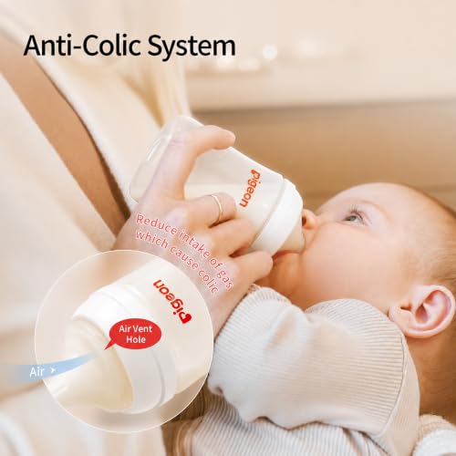 Pigeon PP Wide Neck Anti-Colic Nursing Bottle, 5 oz, 4-Pack - color: 5.4Oz, 4 packs
