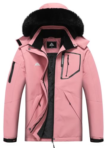 MOERDENG Women's Warm Winter Coat Insulated Snowboarding Jacket - color: Pink, size: Small