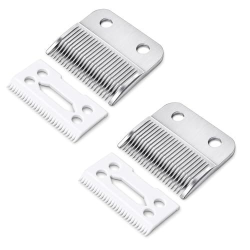 Clippers Blades Replacement Compatible with Wahl 30-15-10(#1037-400),Professional Animal Standard Adjustable Blade Set,Ceramic Dog Blade Set,2 Set (Silver) - color: Silver