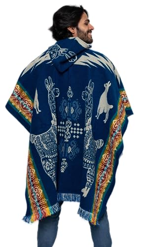 Alpaca Land, Handmade Ecuadorean Alpaca Wool Ponchos - color: Royal Blue Alpaca