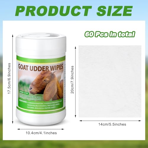 60 Pcs Goat Cow Sheep Udder Wipes, 5.5 x 7.8 Inches