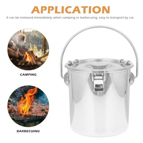2Pcs Stainless Steel Fire Extinguisher Bucket with Lid Small Metal Airtight Storage Canister for Wine Cooler Beverage Ice Pails with Handles Camping Coolers 3.8 Quarts / 1 Gallon
