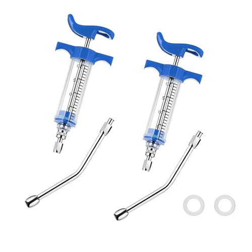 2Pcs Reusable Goats Syringe, 2 Drench Nozzle Adjustable Dosage Drench Gun Syringe for Bird, Cattle, Sheep, Goats, Horse, Pig, Dog Supplies (S-20ML) - size: S-20ML