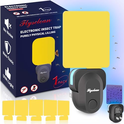 Flying Insect Trap Plug-in, Indoor Mosquito & Gnat Killer - color: deep black, size: 1 device + 5 refills