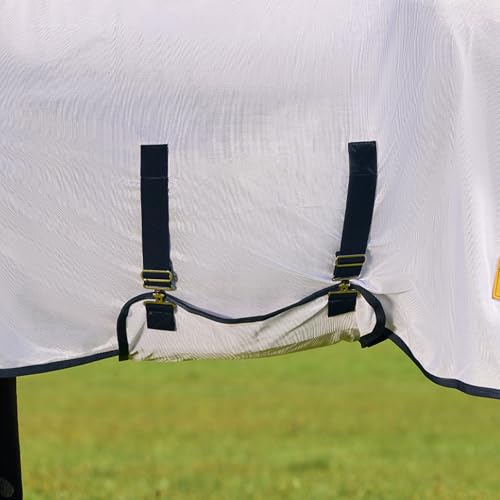 Saxon Mesh with Belly Wrap Fly Sheet Combo, White/Navy, 57" - color: White/Navy, size: 57"
