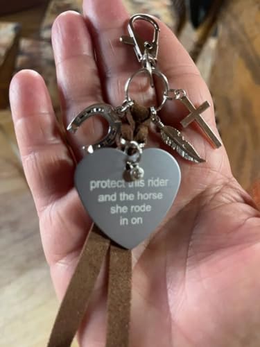 Protect This Rider and The Horse She Rode in On-Saddle Charm, Saddle Heart Charm, Equestrian Riding Gift,Horse Lovers Gifts - color: she