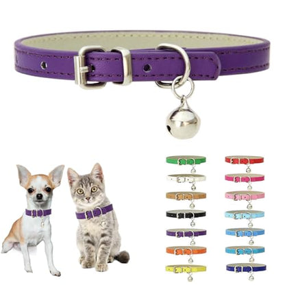 Purple XS Dog Collar with Bell Puppy Collars Bells Cat Small Dog Collar - color: Purple, size: XS(Neck 8-10.5")