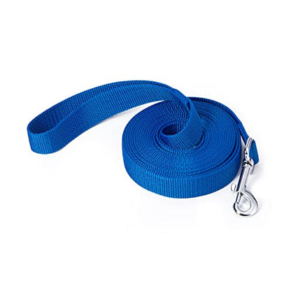 Strong Durable Nylon 15ft Long Dog Training Leash, Traction Rope, 1 Inch Wide, for Small and Medium Dog (Blue, 15 Feet) - color: Blue, size: 15 Feet