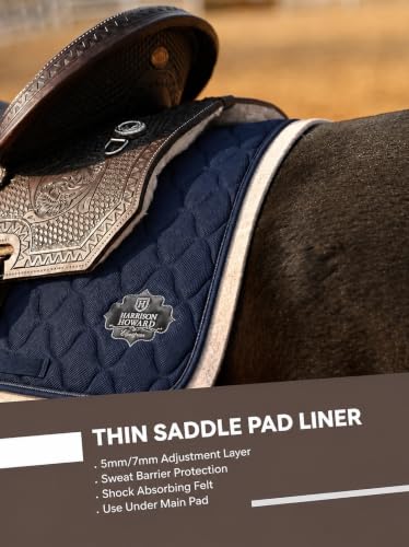 Harrison Howard Western Saddle Pad Liner 5mm/7mm Thin Wool Felt Under Saddle Pad, Shock Absorbing Sweat Barrier, Non Slip - color: Light Tan, size: 30"Lx30"W-7mm Thick