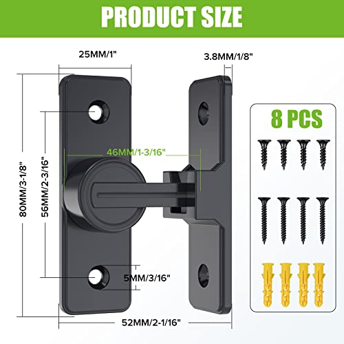 Barn Door Lock Hardware, 90 Degree Flip Latch Privacy Lock, Black | Heavy Duty Zinc Alloy Sliding Barn Door Latch for Bathroom, Bedroom, Closet, Garage, Shed and Gate - color: Black