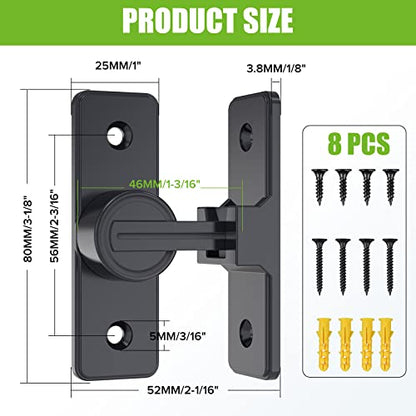 Barn Door Lock Hardware, 90 Degree Flip Latch Privacy Lock, Black | Heavy Duty Zinc Alloy Sliding Barn Door Latch for Bathroom, Bedroom, Closet, Garage, Shed and Gate - color: Black