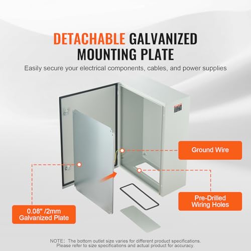 VEVOR Electrical Enclosure Box IP66 0,059" Cold-Rolled Steel Junction Box - size: 28 x 20 x 10
