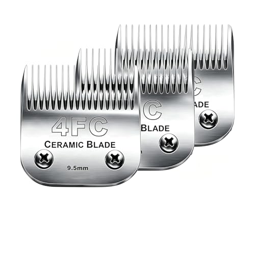 3PCS 4FC Blades Dog Grooming Blades Compatible with Andis/Wahl Dog Clipper | FDog Clipper Blades For Oster A5/Wahl KM Series Dog Clipper,Ceramic Blade & Stainless Steel Blade,Cut Length 3/8"(9.5mm) - color: 3pack #4fc