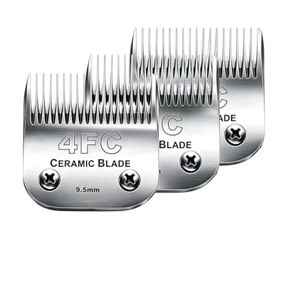 3PCS 4FC Blades Dog Grooming Blades Compatible with Andis/Wahl Dog Clipper | FDog Clipper Blades For Oster A5/Wahl KM Series Dog Clipper,Ceramic Blade & Stainless Steel Blade,Cut Length 3/8"(9.5mm) - color: 3pack #4fc