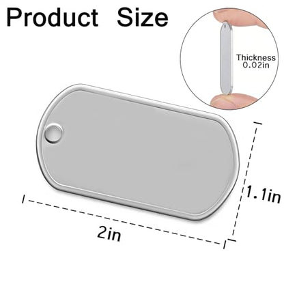 Orgrimmar 100PCS Dog Tag Shiny Stainless Steel Military spec Engraved-Blank