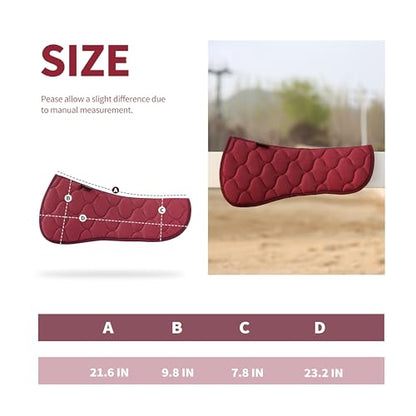 Harrison Howard Mesh Riding Half Pad for English Saddle Comfortable Cushioning Reduce Pressure on Horse’s Back - color: Burgundy