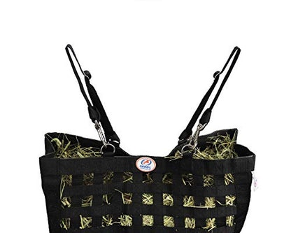 Ultra Slow Feeder Horse Hay Bag with Super Tough Bottom and 6 Month Warranty - color: Black