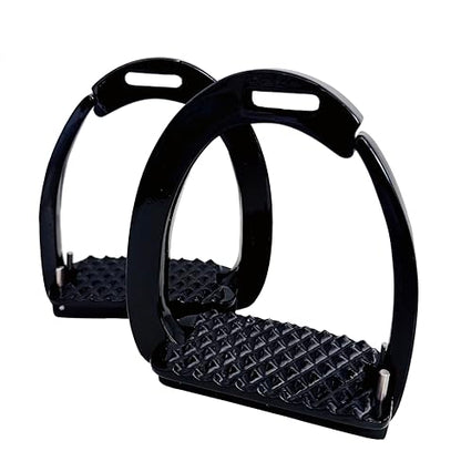 EXTREME Horse Safety Stirrup Irons – Black, Quick Release Aluminum Stirrups Size 4.75 inches