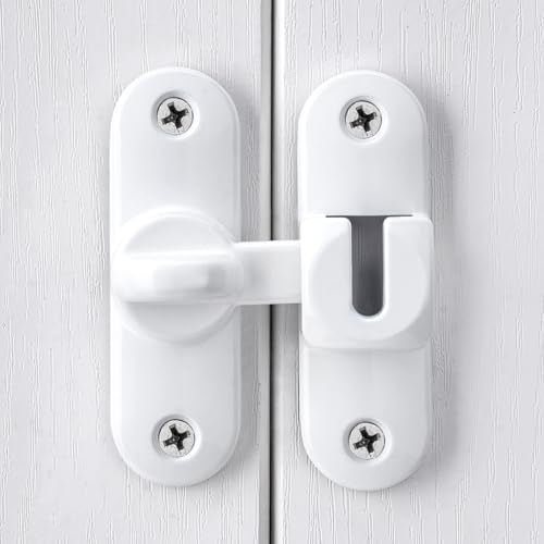White 90/180 Degree Barn Door Latches,Flip Gate Lock - color: White