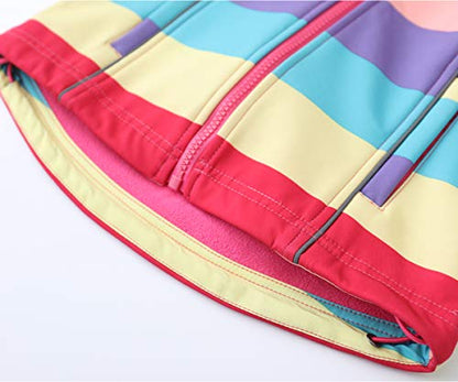 M2C Girls Hooded Fleece Lined Windproof Softshell Windbreaker Jacket - color: Stripe Purple, size: 3T