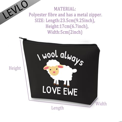 LEVLO Funny Lambs Farm Animals Lovers Gifts I Wool Always Love Ewe Makeup Bags Lamb Sheep Pun Xmas Valentine Travel Case (always love ewe-black) - color: always love ewe-black