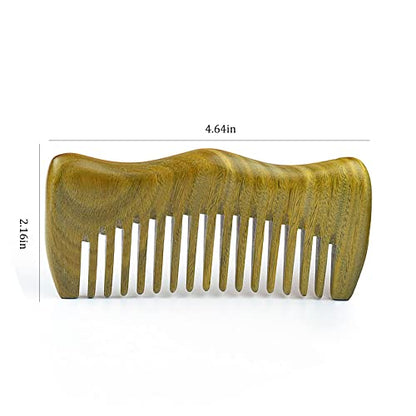 Green Sandalwood Wide Tooth Comb: Anti-Static Scalp Imperial Crown