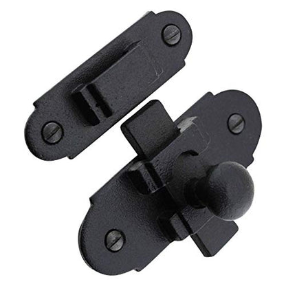 Renovators Supply Manufacturing Black Slide Bolt Door Latch 3.25" X 1.25" Antique Wrought Iron Small Metal Sliding Latches for Windows Or Cabinet Doors Rust Resistant Locks with Hardware - size: Pack of 1