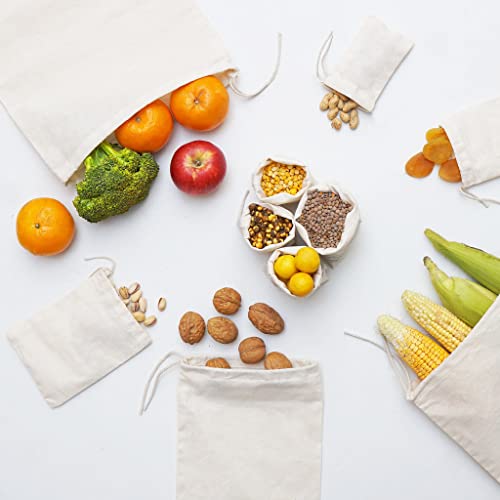 Premium Cotton Muslin Bags, 100% Organic Cotton with Single Drawstring. Premium Quality Reusable Eco-Friendly Natural Muslin Bags. (50, 12x20 Inhces) - size: 12 x 20 Inches
