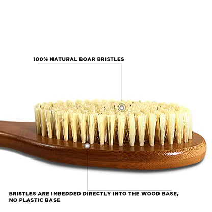 ICANdOIT-19.68Inch Natural Boar Bristles Anti-Slip Extra Long Handle Bath Brush,Bent Handle Shower Scrubber for Exfoliating,Shower Back Brush,Exfoliation Set with Pumice Stone (1 Pack) - size: 19.68"Boar Bristles Back Brush+ Pumice-2Pack
