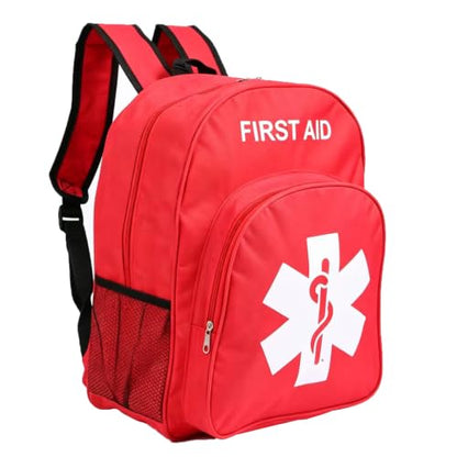 Red Emergency Bag First Aid Backpack Empty Medical Treatment First Responder Trauma Bags for Hiking Outdoors Travel Camping Pet Dog Cat Daycare (Red White) - color: Red White