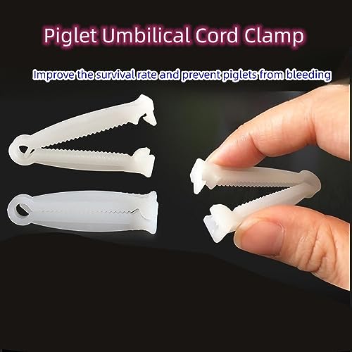 50 pcs Disposable Umbilical Cord Clamp Birth Hemostatic Materials for Piglets Clamp for Cord for Animal Production Home Birth Supplies kit White whelping Box, NDF-jj01