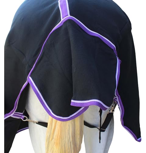 Challenger Horse Sheet Polar Fleece Cooler Exercise Blanket Wicks Moisture 4391N - color: Black / Purple-White Trim, size: 76 inches