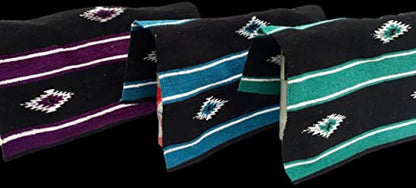Majestic Ally 36"x 34" Navajo Design Acrylic Saddle Blanket -2.4 lbs (Turquoise Green and Black) - color: Turquoise Green and Black