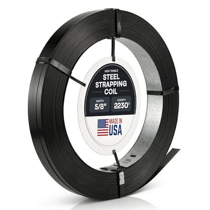 IDL Packaging 5/8" x .020" x 2230' Regular-Duty Steel Strapping Coil (1470 lbs Break Strength) - Painted and Waxed - Superior Cut-Resistance - Metal Straps for Pallet Banding, Extra-Heavyweight Loads - size: 5/8W" x 2230L'